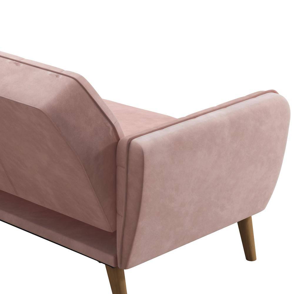 Pink Tufted Faux Leather Twin Sleeper Sofa with Memory Foam