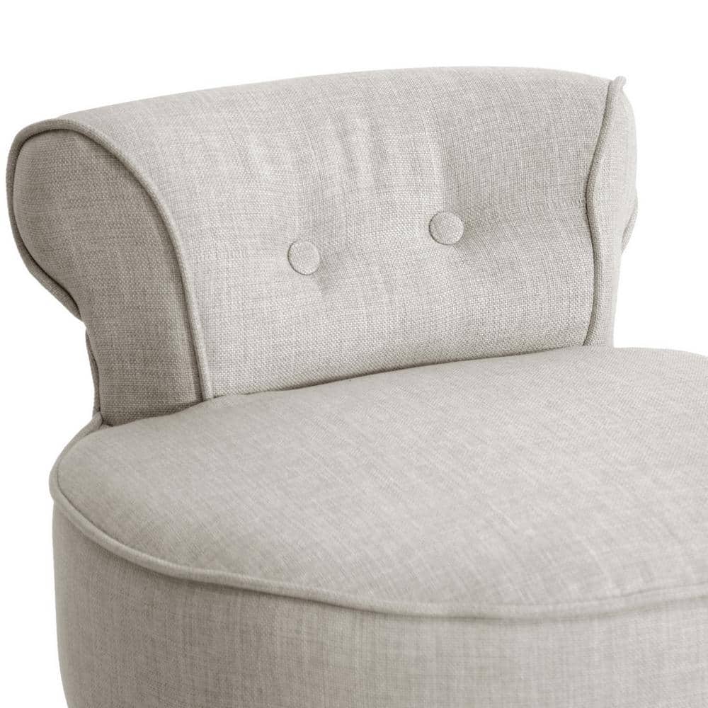 Millani Beige Linen Modern Lounge Stool with Black Birch Legs