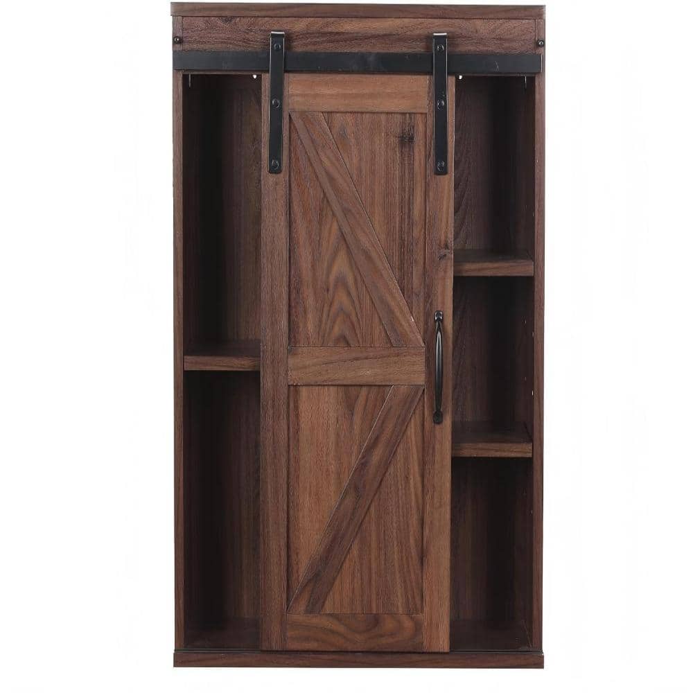 21.7 in. W x 27.6 in. H Wood Rectangular Dark Walnut Surface Mount Medicine Cabinet without Mirror price history on PriceWatchPro