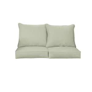22.5 in. x 22.5 in. x 5 in. (4-Piece) Deep Seating Outdoor Loveseat Cushion in Sunbrella Revive Stem
