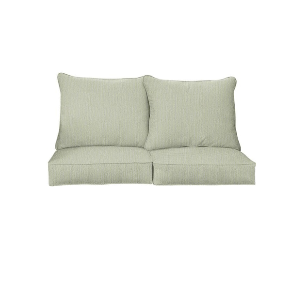 SORRA HOME 22.5 in. x 22.5 in. x 5 in. (4-Piece) Deep Seating Outdoor Loveseat Cushion in Sunbrella Revive Stem