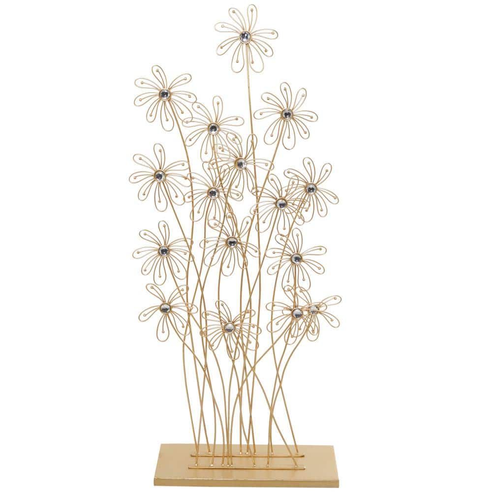 Gold Metal Tall Floral Sculpture with Crystal Embellishments price history on PriceWatchPro