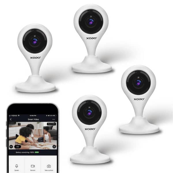 E4 Wi-Fi 1080p Indoor Security Camera Bay Monitor 2 Way Audio Sound/Motion Detection Remote View Night Vision (4-Pack)