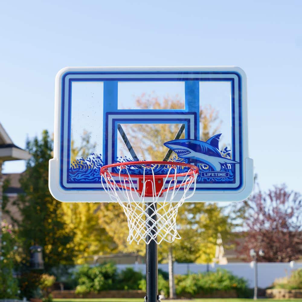 44" Blue and White Polycarbonate Poolside Basketball Hoop