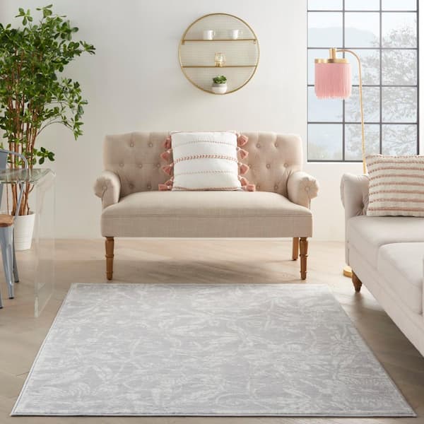 Freya Gray Modern Washable Area Rug, 5x7, Sold by at Home