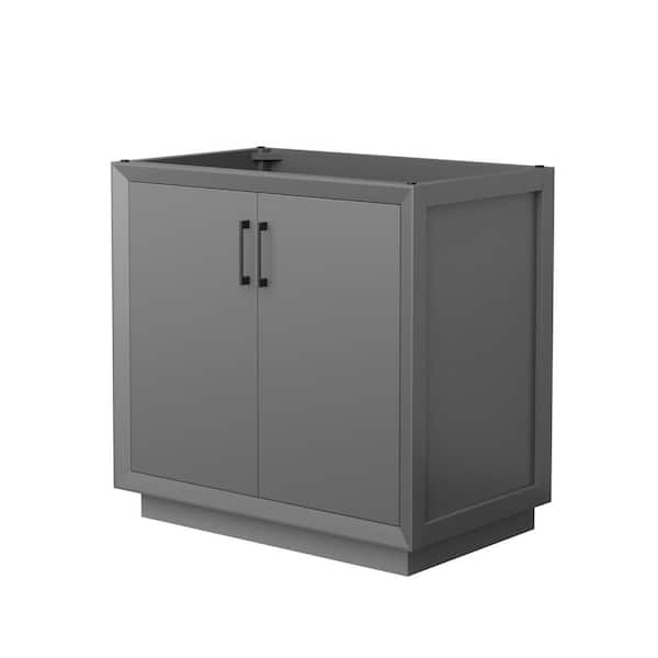 Wyndham Collection Strada 35.25 in. W x 21.75 in. D x 34.25 in. H Single Bath Vanity Cabinet without Top in Dark Gray