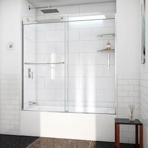 Sapphire-V 60 in. W x 62 in. H Semi-Frameless Sliding Bypass Tub Door in Chrome with Clear Glass
