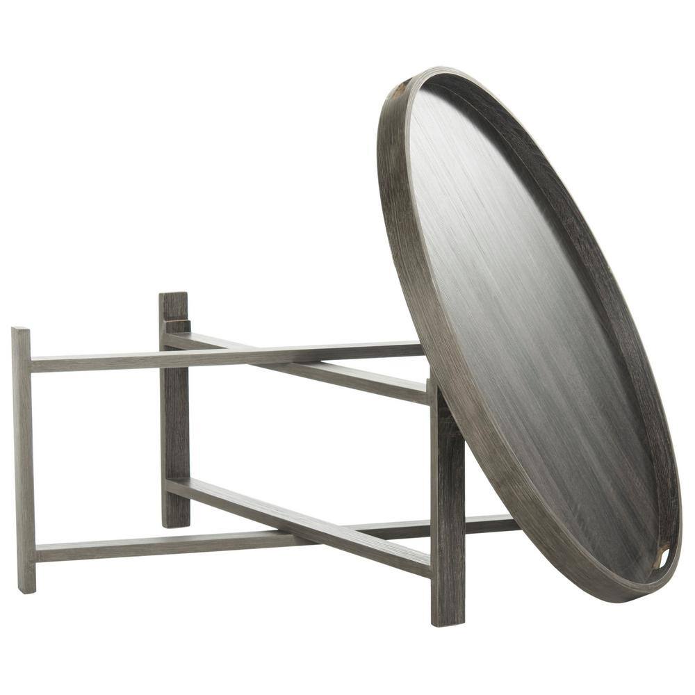Cursten Dark Grey Wood X-Base Coffee Table