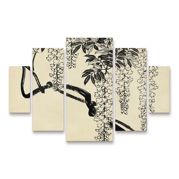 Trademark Fine Art Unknown Japanese Wisteria I B 5-Piece Panel Set Unframed Photography Wall Art 40 in. x 58 in
