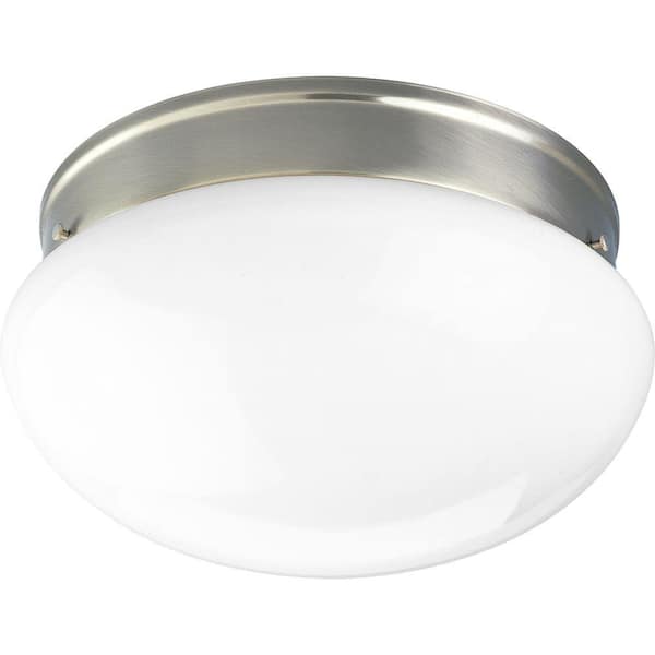 Progress Lighting 2-Light Brushed Nickel Flush Mount with White Glass