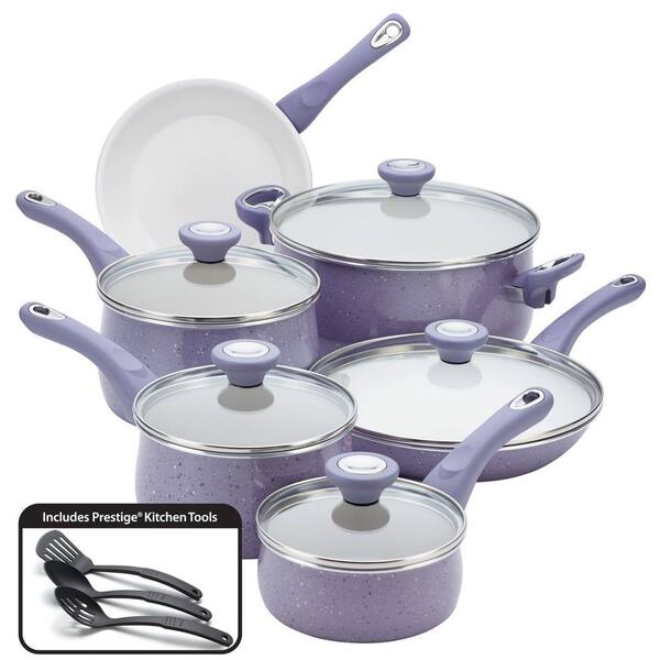 Farberware New Traditions 14-Piece Lavender Cookware Set with Lids