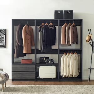 Prosper 96 in. W Gray Tower System Freestanding-Shelf Walk-in Wood Closet System