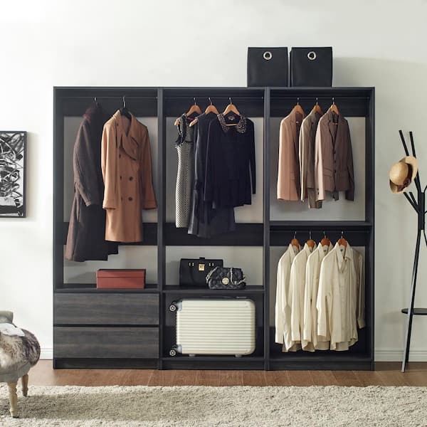 Prosper 96 in. W Gray Tower System Freestanding-Shelf Walk-in Wood Closet System
