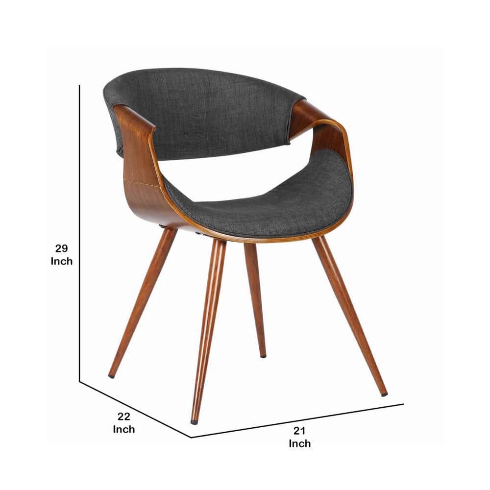 Charcoal Upholstered Walnut Wood Mid-Century Side Chair