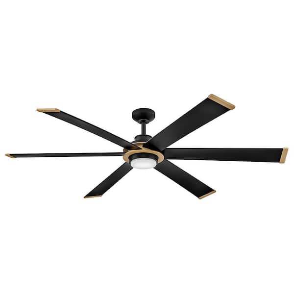Andros 64.0 in. Indoor/Outdoor Integrated LED Matte Black Ceiling Fan with Remote Control