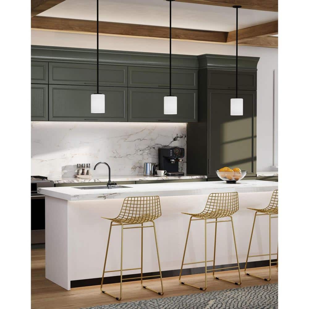 Elegant Replay Mini-Pendant Light in Brushed Nickel with Etched White Glass