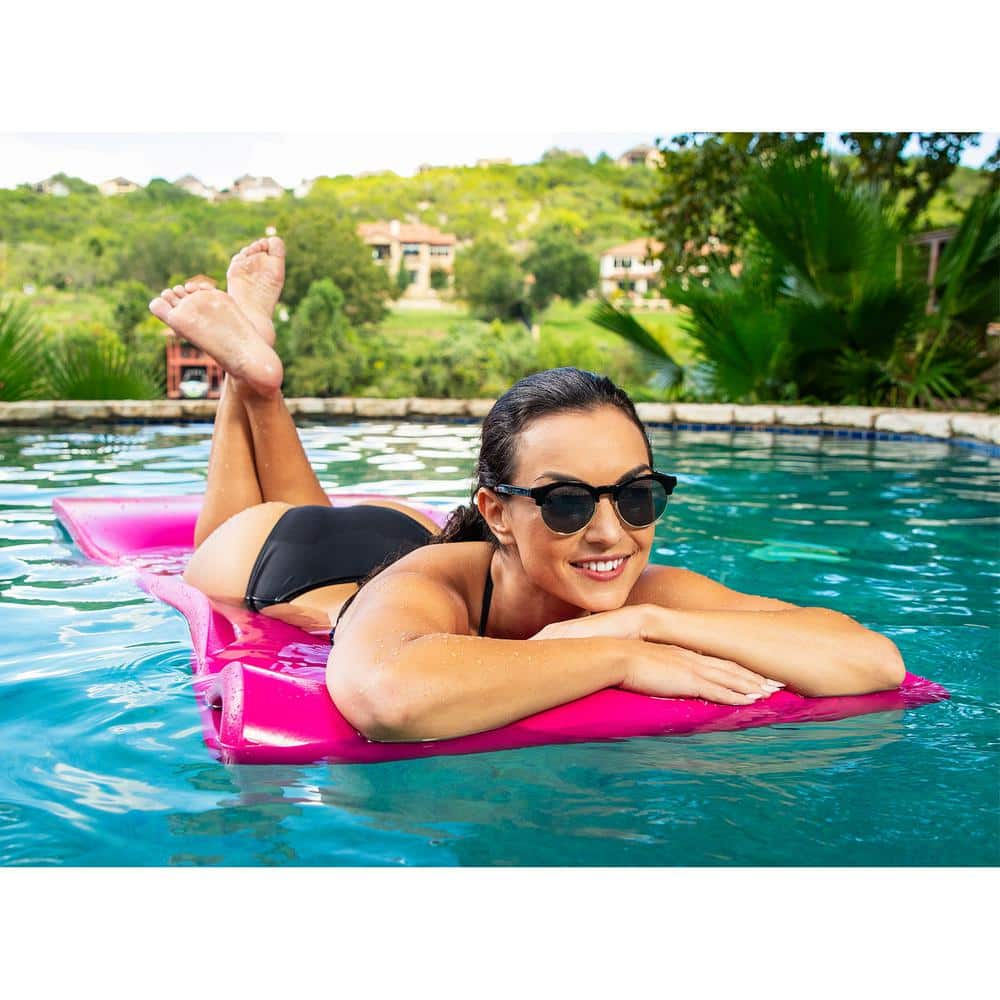 Red Foam Pool Lounger with Built-In Pillow