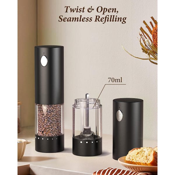 Wudkey Electric Salt and Pepper Grinder Set, Charging Base, LED
