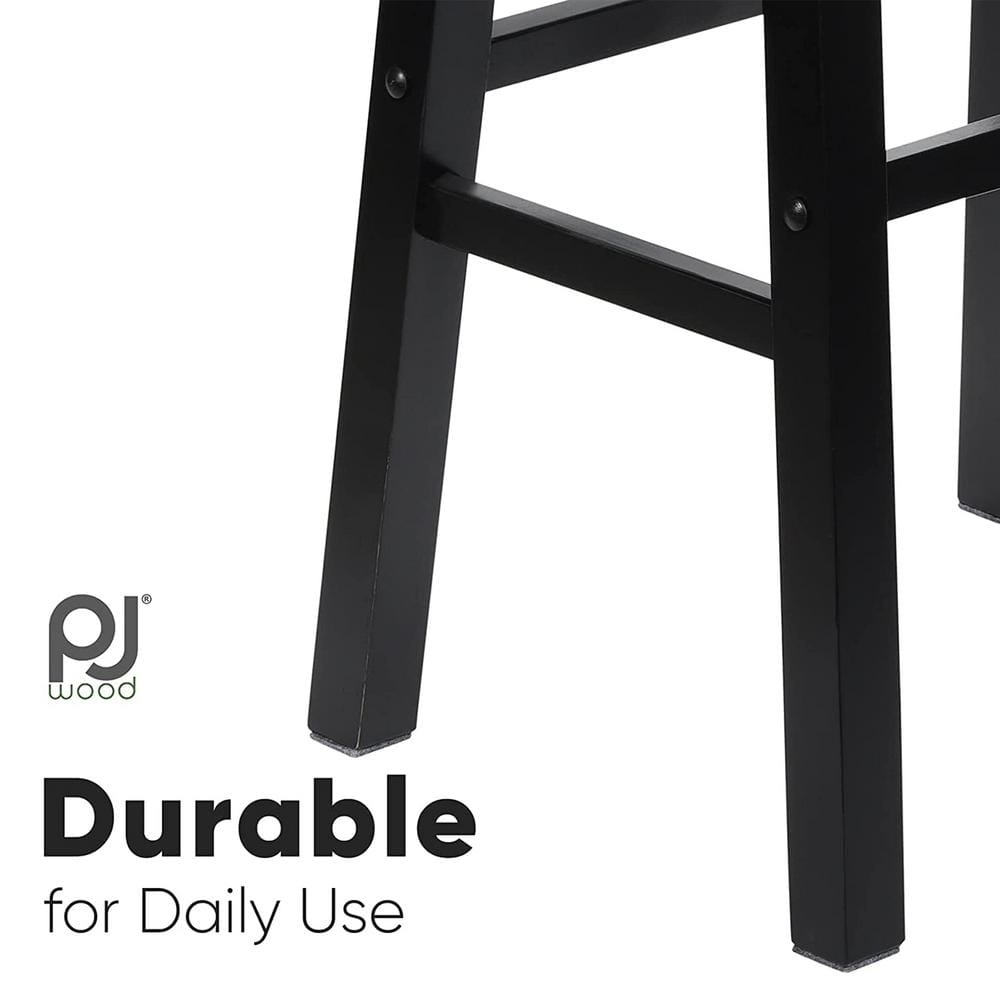 Black Wood Adjustable Backless Saddle-Seat Counter Stools, Set of 2