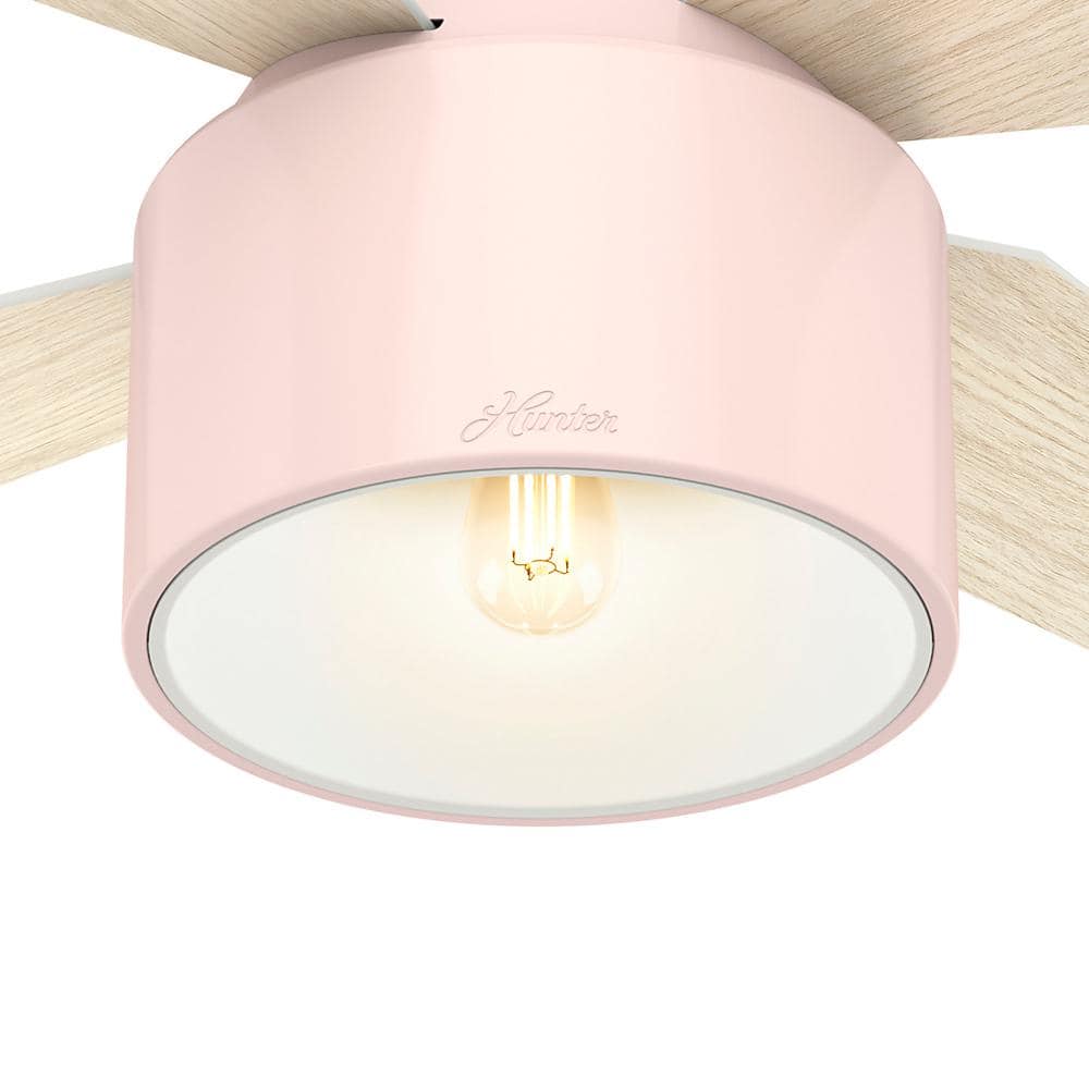 Blush Pink 52" Flush Mount Ceiling Fan with Light and Remote