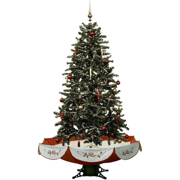 Fraser Hill Farm Let It Snow Series 55-in. Musical Artificial Christmas Tree with Red Umbrella Base and Snow Function