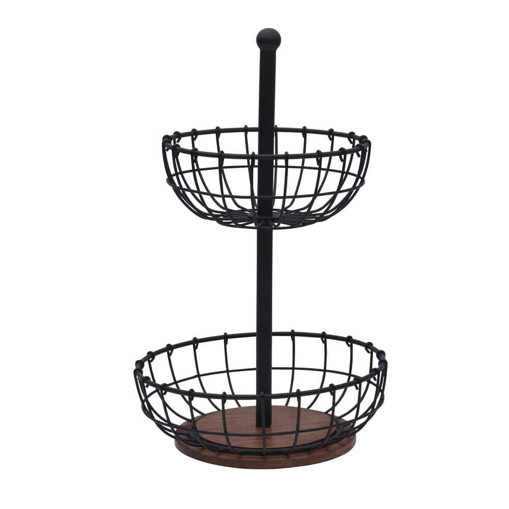 Gourmet Basics by Mikasa Flax 2-Tier Basket, Black