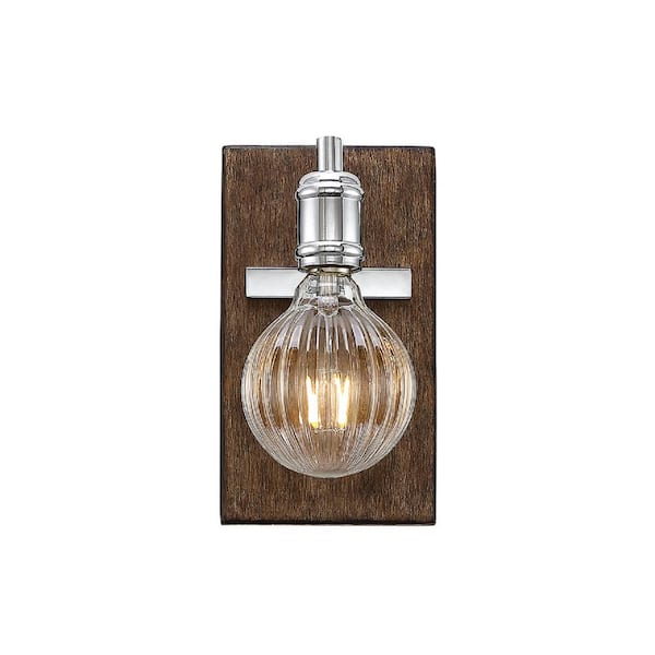 Filament Design 1-Light Polished Nickel with Wood accents Sconce