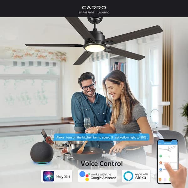 Essex 56 in. Dimmable LED Indoor/Outdoor Black Smart Ceiling Fan with Light and Remote, Works with Alexa/Google Home