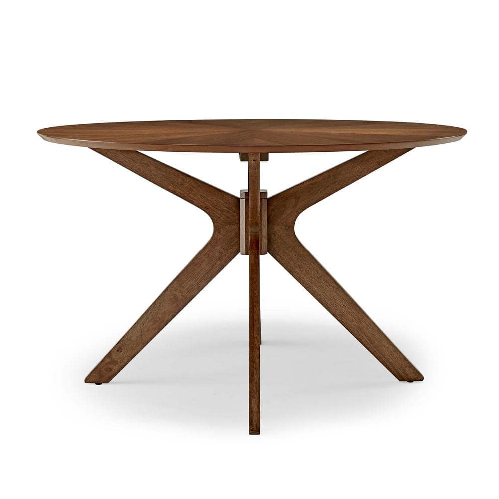 Crossroads 47" Round Walnut Grain Pedestal Dining Table
