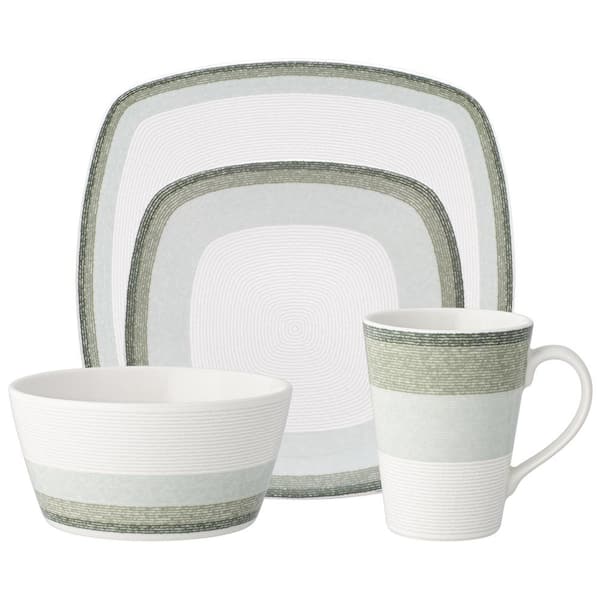 Noritake Colorscapes Layers Sage Porcelain 4-Piece Square Place Setting, Service for 1
