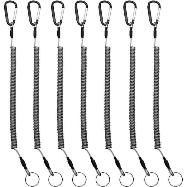 Unbranded Heavy Duty Retractable Fishing Lanyard with Carabiner for Pliers and Tools 59 in. Elastic Coiled Tether 7 Pack