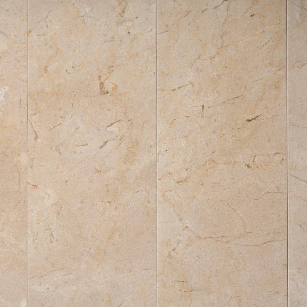 Beige and White Polished Marble 4" x 12" Subway Tile