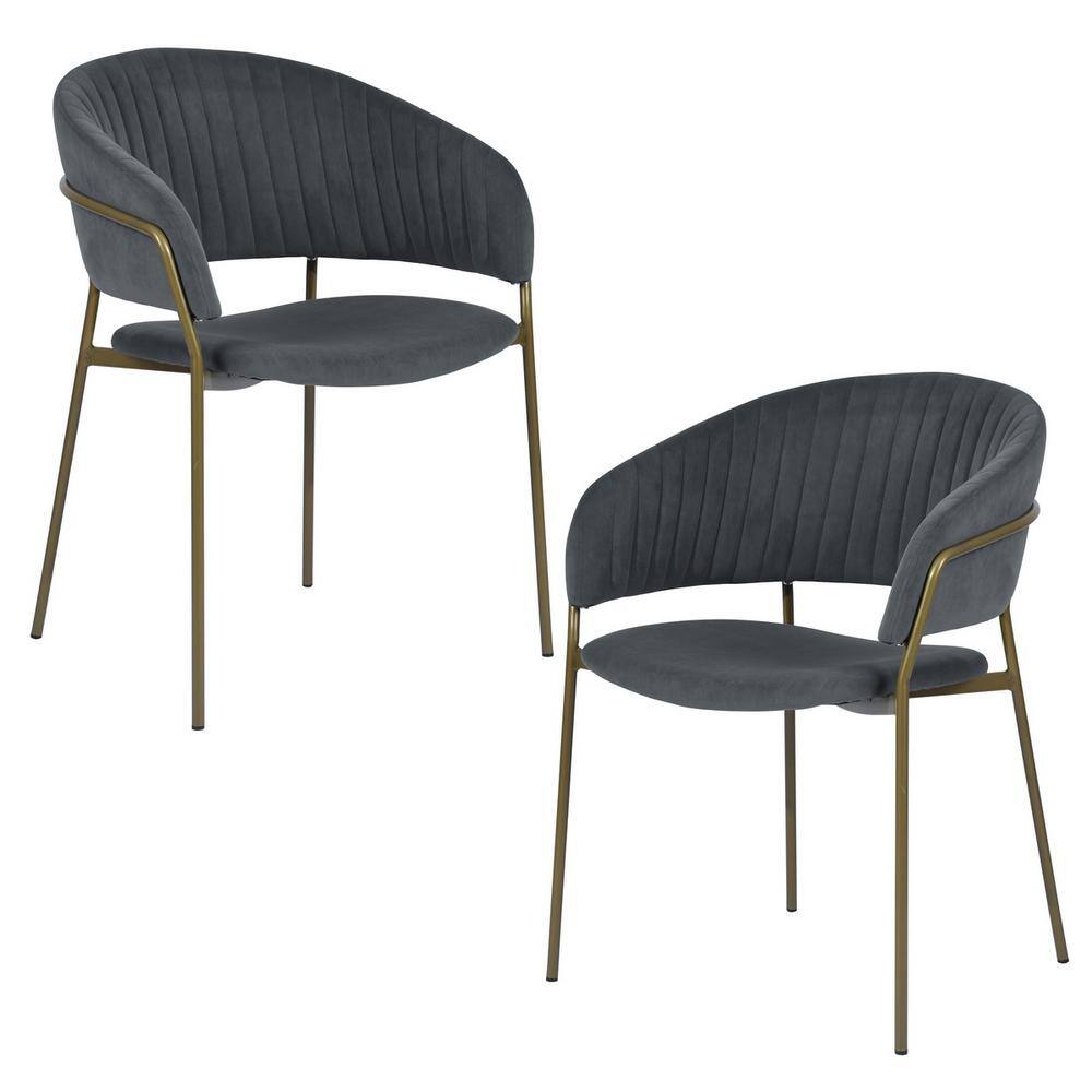 FurnitureR STOLZ GREY Velvet Dining Chairs (Set of 2)STOLZ GREY The