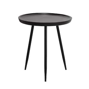 Chervey 23 in. x 21 in. x 21 in. Black Round Mango Wood and Iron Side Table