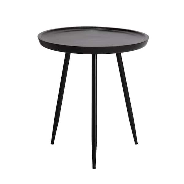 MH LONDON Chervey 23 in. x 21 in. x 21 in. Black Round Mango Wood and Iron Side Table