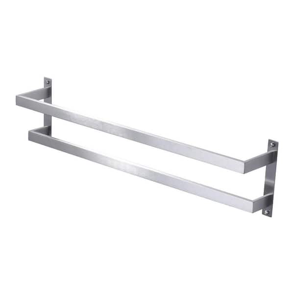 32 in. Square Double Staggered Wall Mounted Towel Rack, Stainless Steel Towel Bars in Brushed Nickel
