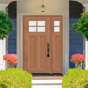 Regency 53 in. x 80 in. LHIS 4L-1/4Toplite Clear Glass AutumnWh Stain Fir Grain Fiberglass Prehung Front Door w/14in.SL