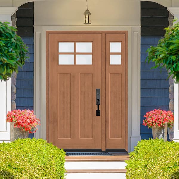 Regency 53 in. x 80 in. LHIS 4L-1/4Toplite Clear Glass AutumnWh Stain Fir Grain Fiberglass Prehung Front Door w/14in.SL