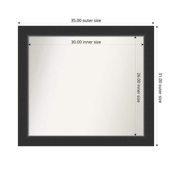 Amanti Art Corvino Black 35 in. x 31 in. Custom Non-Beveled Wood Framed Bathroom Vanity Wall Mirror