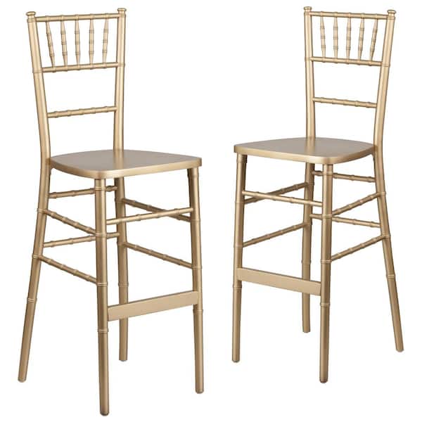 Carnegy Avenue Gold Wood Chiavari Bar Stools (Set of 2)