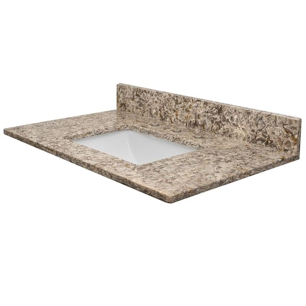 MarCraft Vista 37 in. W 22 in. D Quartz Single Rectangle Basin Vanity Top in Alterra with White Basin