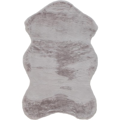 Piper Grey Sheepskin 3 ft. x 5 ft. Solid Polyester Area Rug