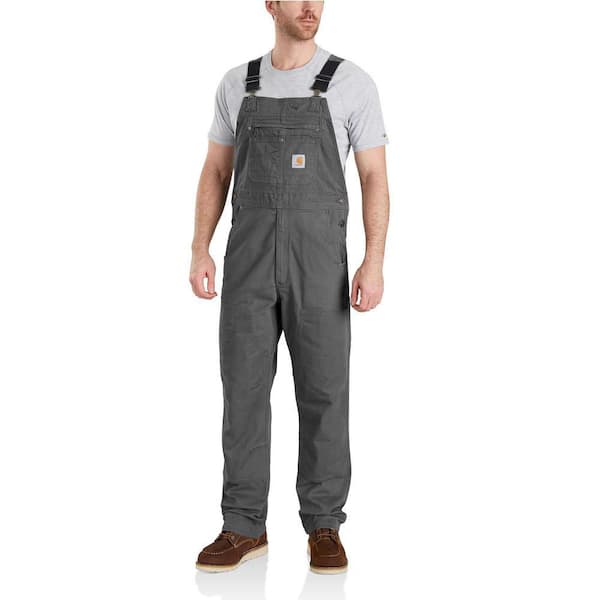 Carhartt Men's 46 in. x 30 in. Gravel Cotton/Spandex Rugged Flex Rigby  Unlined Bibs 102987-039 - The Home Depot