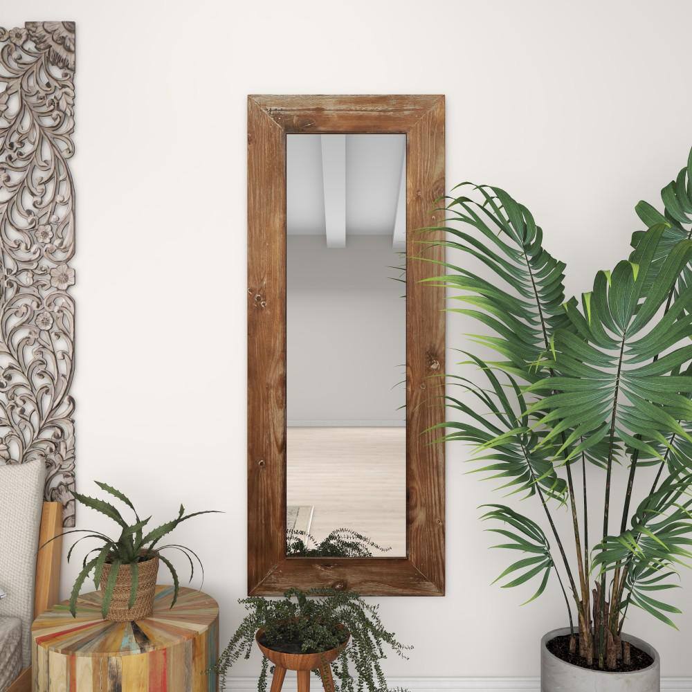 Oversized Brown Rectangular Full Length Wood Mirror