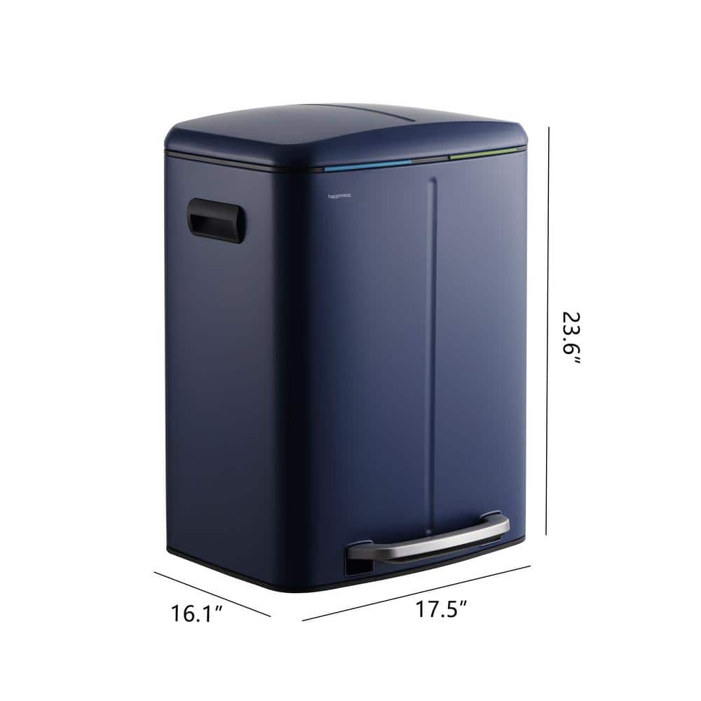 Denim Blue Stainless Steel 10.6-Gallon Step Trash Can