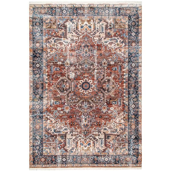 nuLOOM Pauline Distressed Floral Rust 9 ft. x 12 ft. Area Rug KHMC34A ...