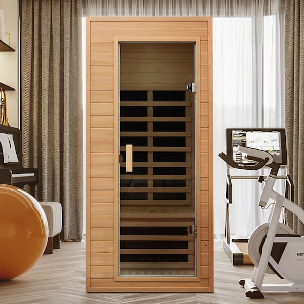1-Person Indoor Hemlock Infrared Sauna with 5 Far-Infrared Carbon Crystal Heaters
