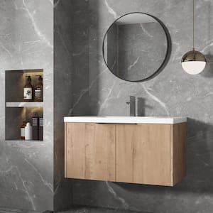 18 in. D x 36 in. W x 19.3 in. H Bathroom Vanity in Imitative Oak with Resin Basin Vanity Top in White with White Basin
