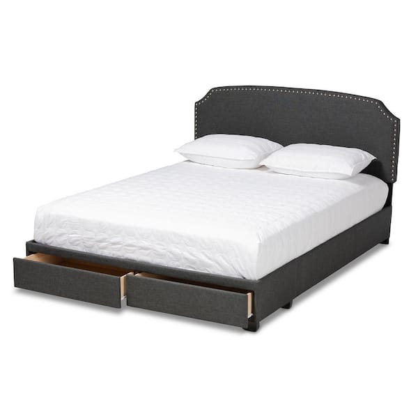 Baxton Studio Larese Dark Grey King Storage Bed