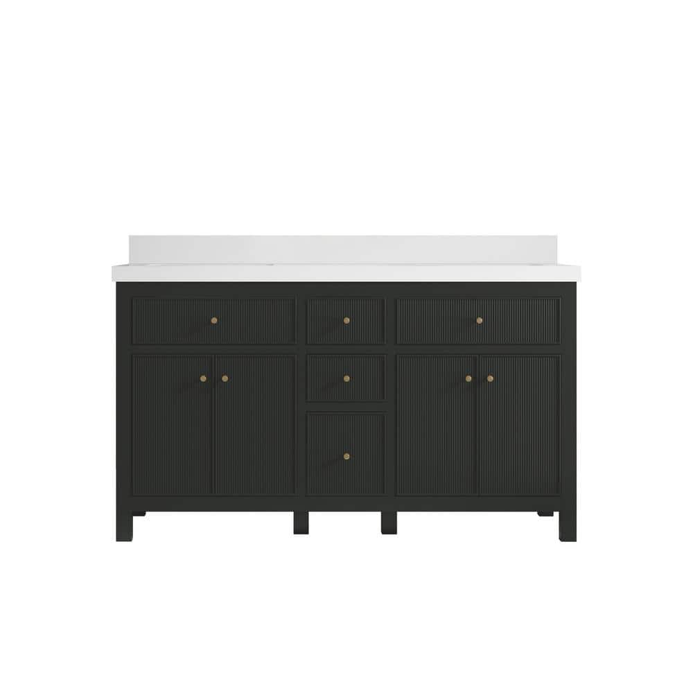 Sonoma 60 in. W x 22 in. D x 36 in. H Double Sink Bath Vanity in Black Top with 2 in. White Qt. Top price history on PriceWatchPro